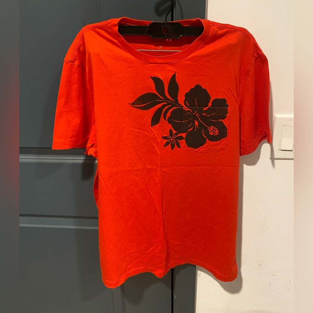 J. Crew Red Floral Short Sleeve Tee
